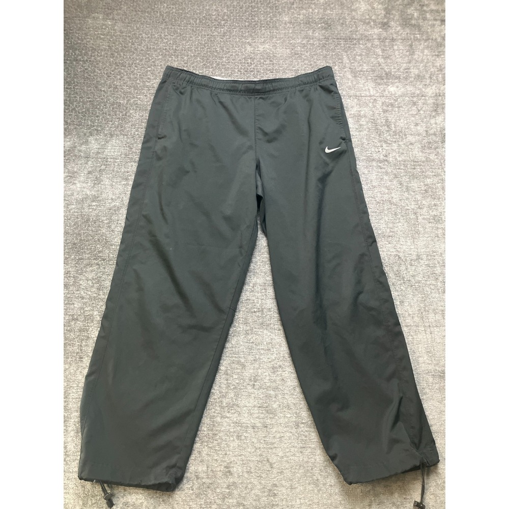 Vintage Nike Dri-Fit Track Pants Mens XL Black Swoosh Logo Adjustable Toggle Hem